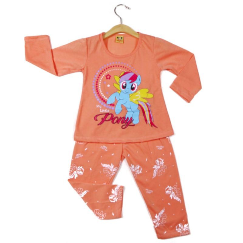 SETELAN BAJU ANAK PEREMPUAN SIKUNING MOTIF LITTLE PONY 2-6 TAHUN NEW