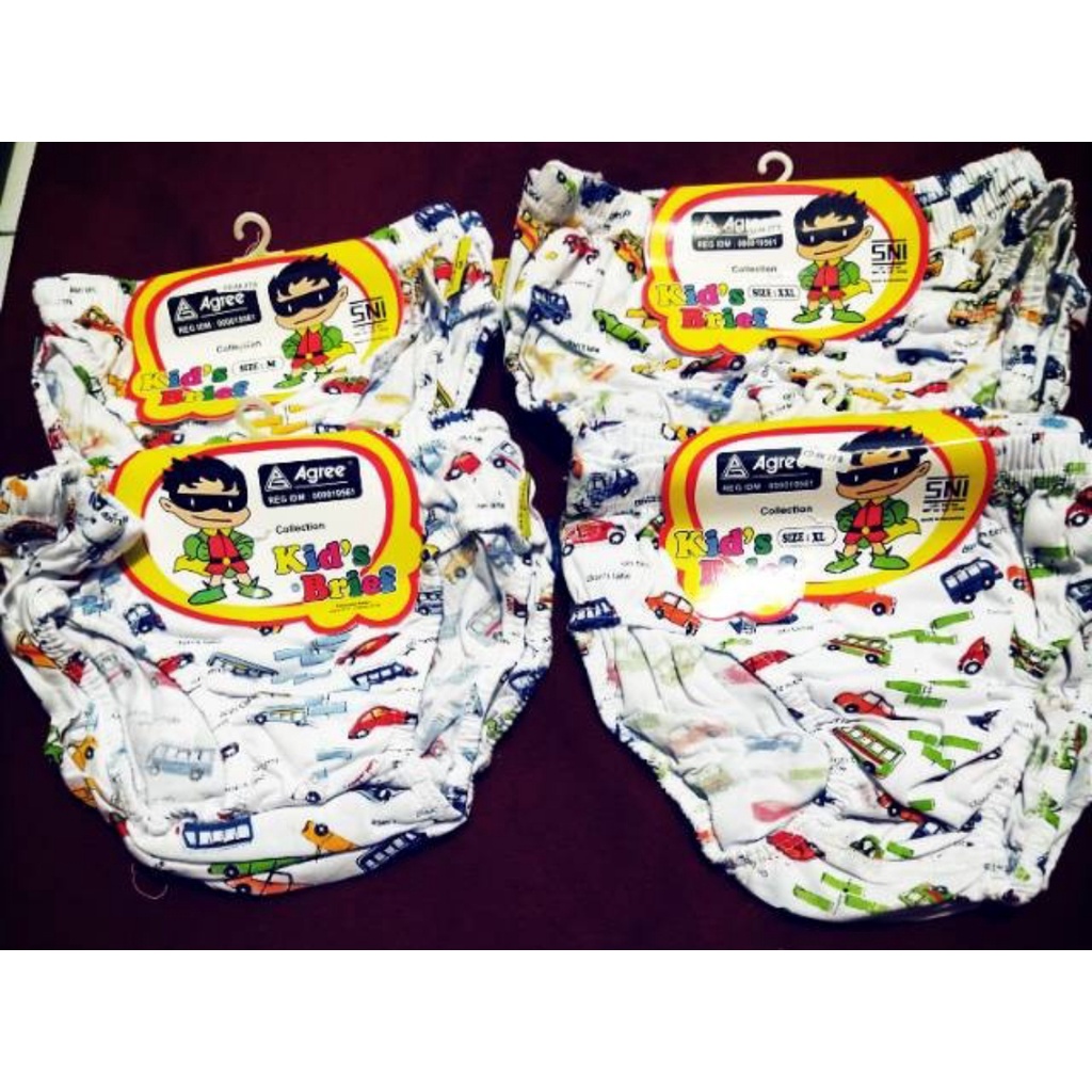 3 Pcs CELANA DALAM ANAK AGREE KIDS ,CD ANAK LAKI-LAKI MOTIF DASAR PUTIH