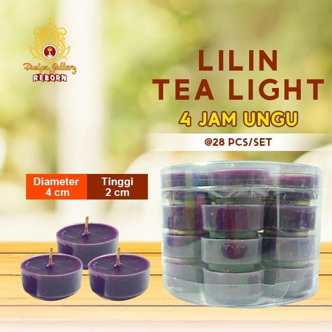 Lilin Tea Light (Tealight) Stearin 4 Jam @28 pcs/set Ungu