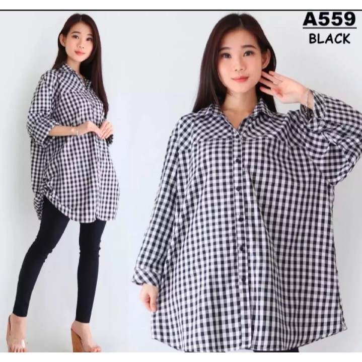 STORE21 / KEMEJA WANITA TERBARU / KEMEJA KOTAK KECIL JUMBO