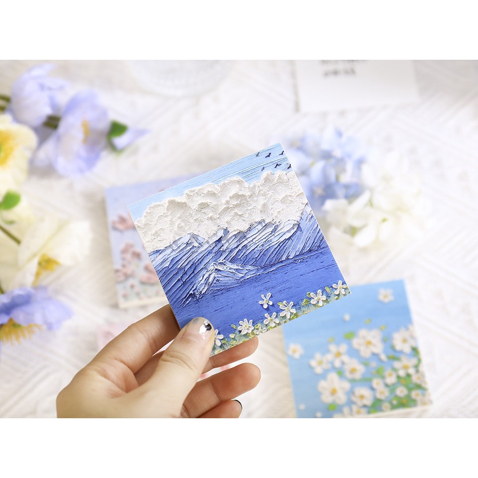 Flower Painting Square Memopad Aesthetic