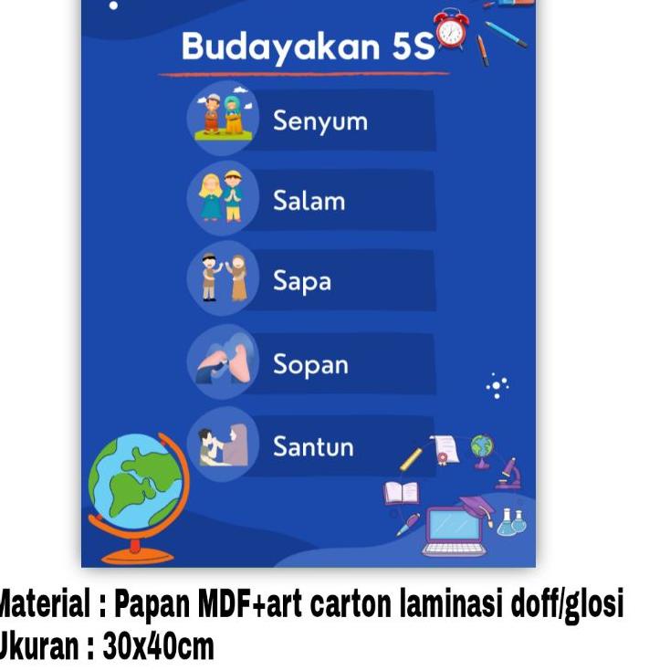 New! PAJANGAN HIASAN DINDING DEKORASI DINDING WALL DECOR 5S SENYUM SALAM SAPA SOPAN SANTUN