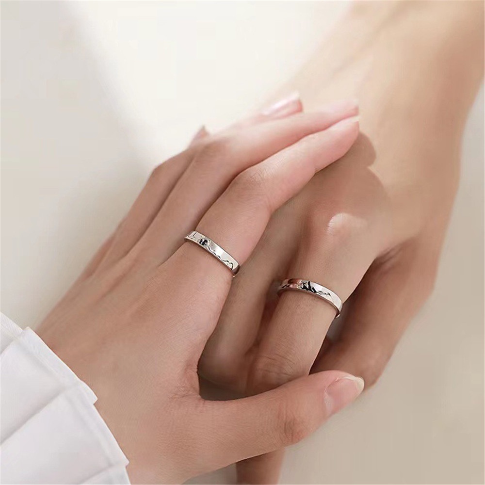 2pcs / Set Cincin Pasangan Model Terbuka Desain Wushan Canghai Warna Silver Untuk Pria / Wanita