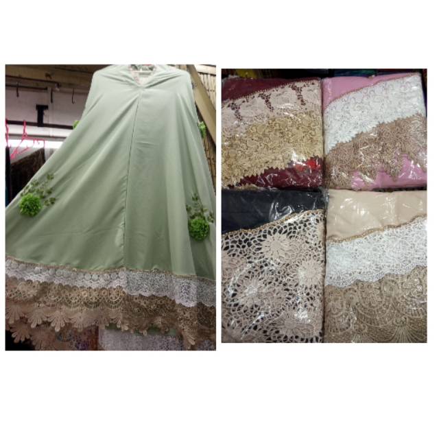 Mukena dewasa bunga timbul renda