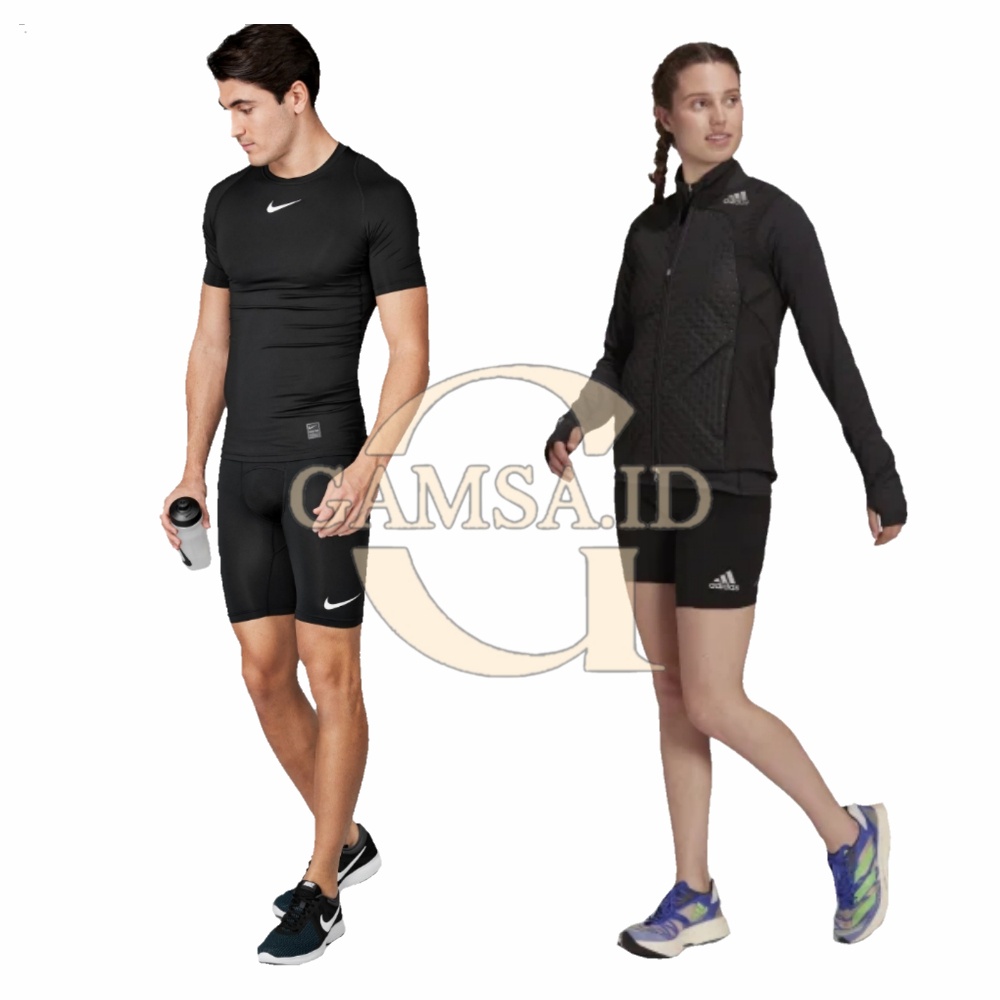 BISA COD - LEGGING PENDEK CELANA MANSET BASELAYER PRIA WANITA MANGSET OLAHRAGA LARI GYM RENANG