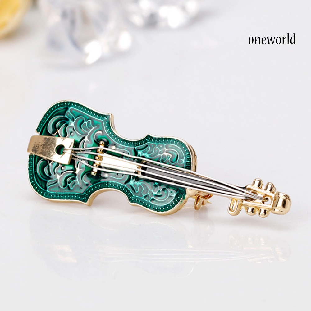 OW@ Unisex Violin Shape Enamel Instrument Brooch Pin Corsage Suit Lapel Decoration