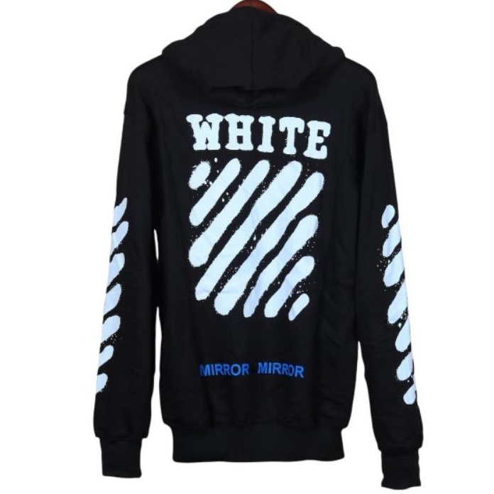 JAKET HOODIE PRIA OFF WHITE DIAGONAL SPRAY HITAM