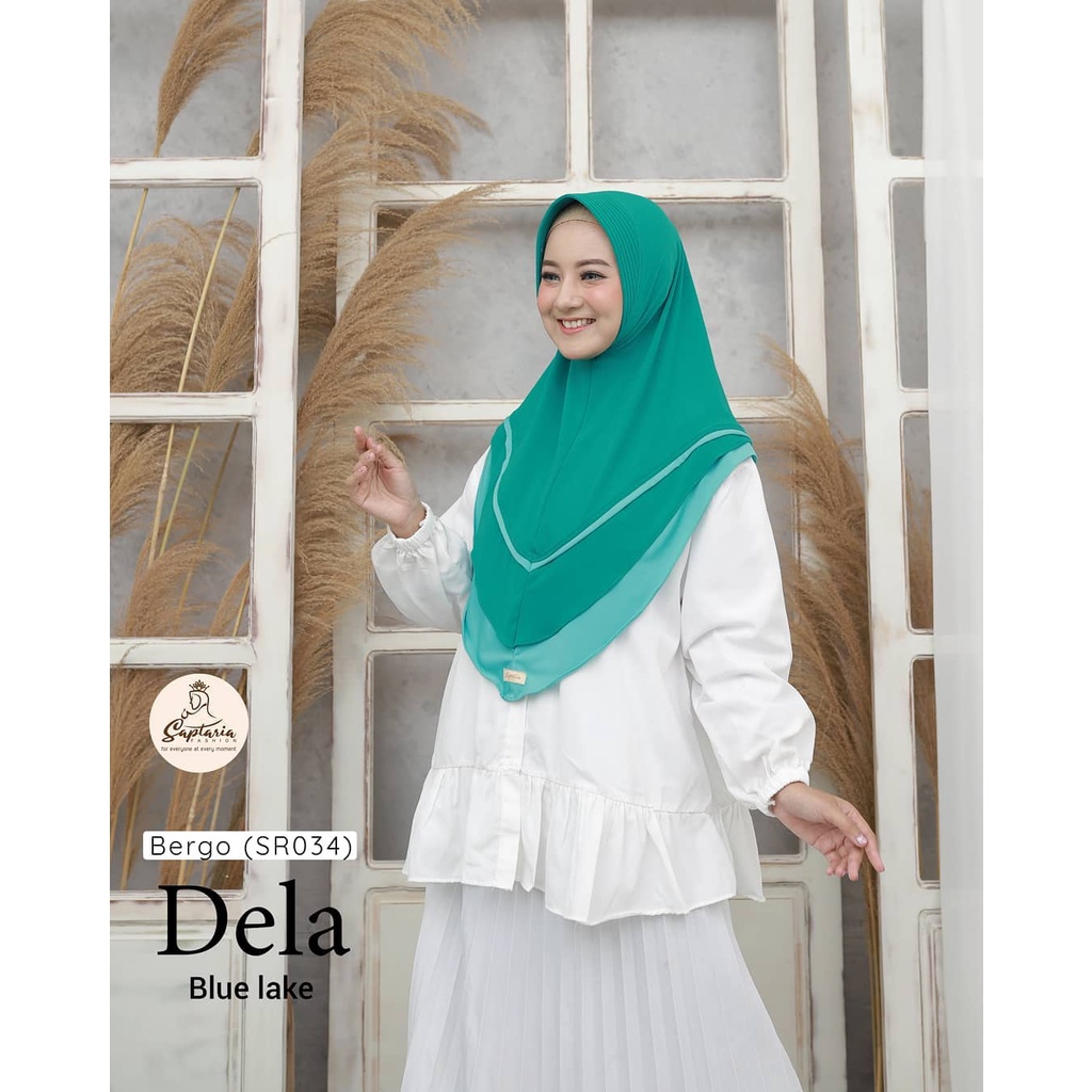 PROMO AKHIR TAHUN  12.12 Blue Lake (Biru Danau) - Dela Bergo Hijab Instan Super Nyaman. Jilbab syar'
