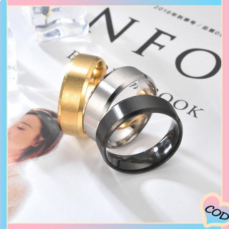 COD❤️ Cincin Jari Bahan Titanium Warna Hitam Emas Silver Untuk Pria-A.one