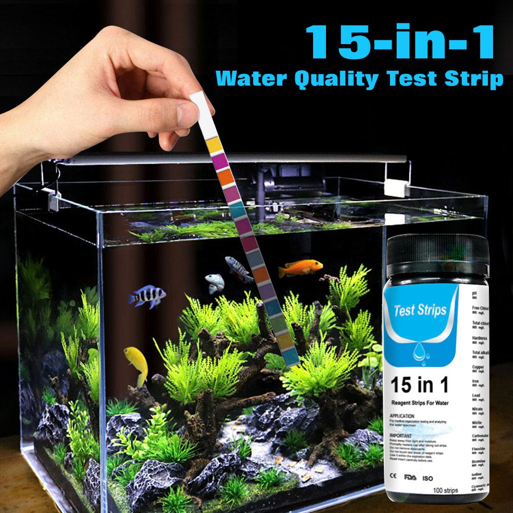 15in1 Water Test Alat Uji Kualitas Air Minum 100 Strip Aquarium strip test