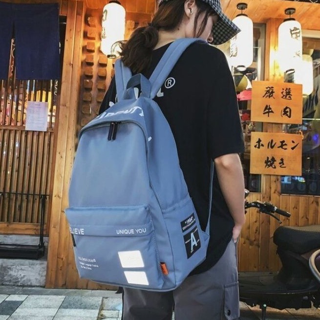 Tas Sekolah untuk Anak Perempuan Anak Laki-laki Tas Sekolah Dasar Ransel Besar Nilon Kartun Cetak-Biru