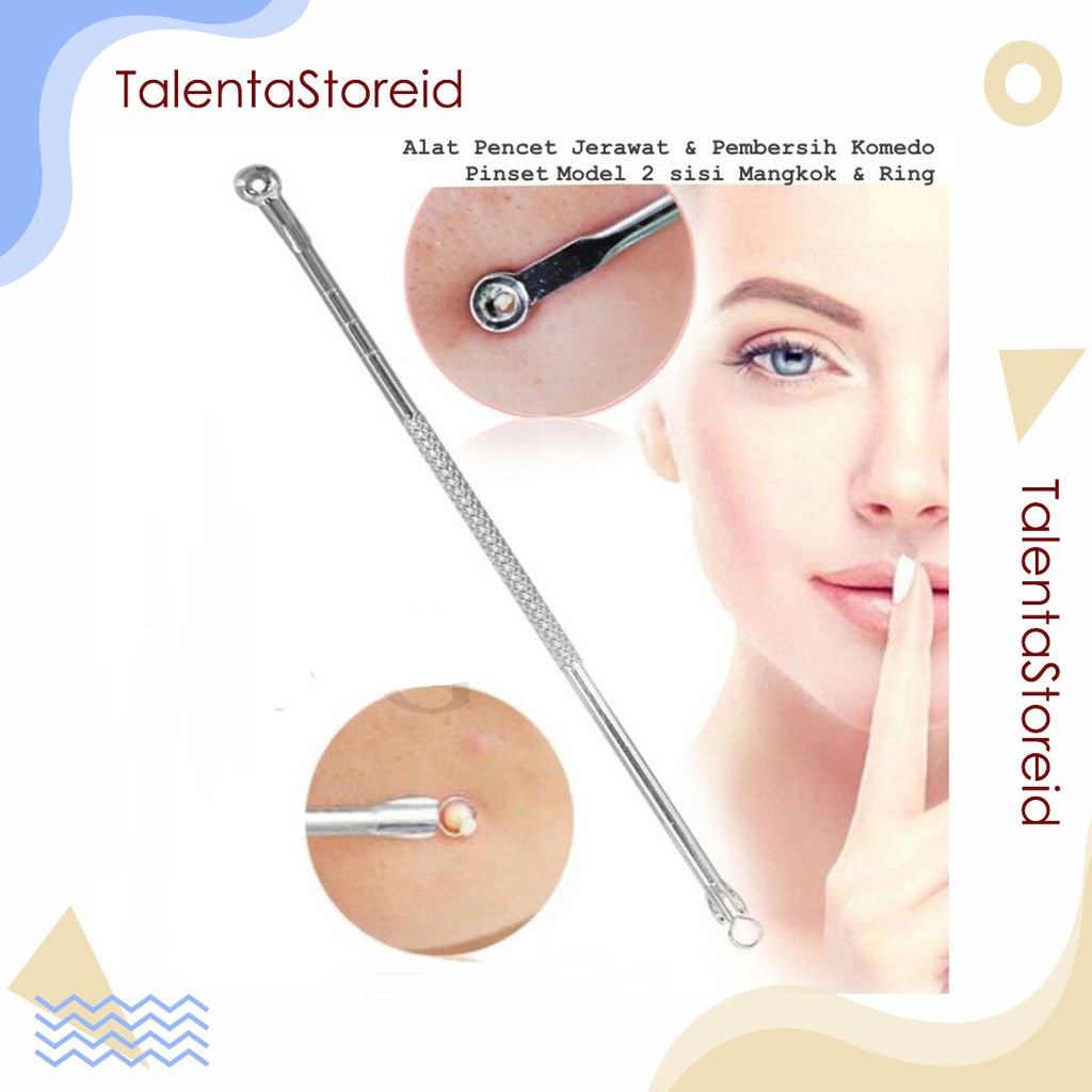 Alat Pencet Komedo Jerawat Set 2 In 1 Skin Acne Pimple Needle Kit