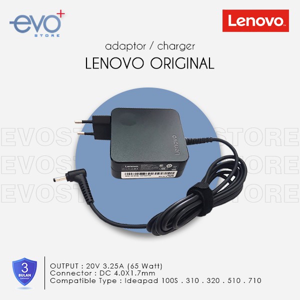 ADAPTOR CHARGER CAS LENOVO IDEAPAD 20V 3.25A JACK KECIL IP100 IP320 IP300 IP520 IP720