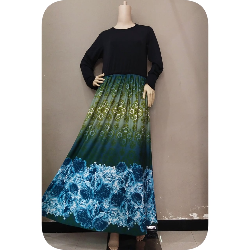 Gamis motif bunga bahan wolfis size dewasa