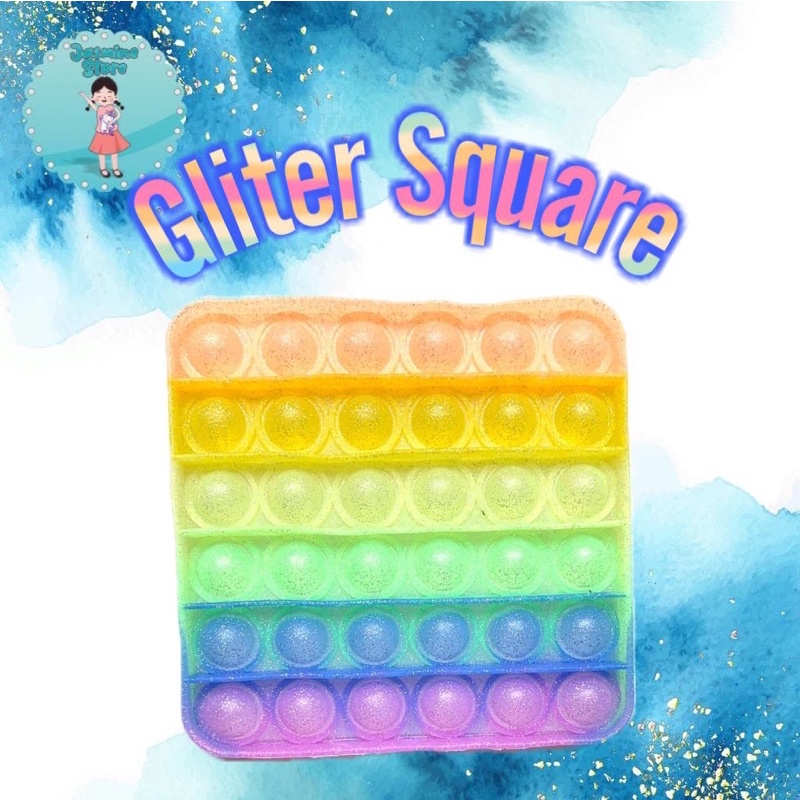 Ready Pop It Rainbow Murah/Fidget Pop It Rainbow Free Kelereng/Free Bonus-Gliter Square