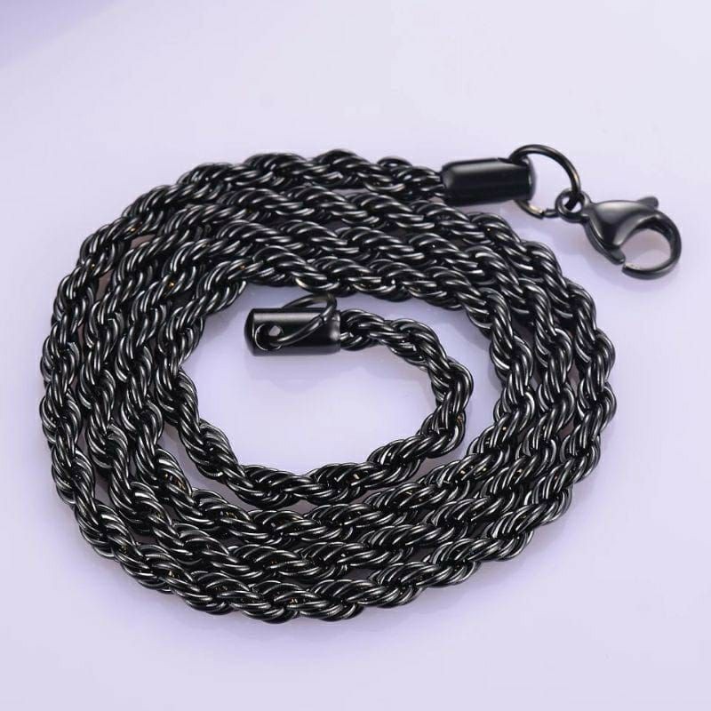 Kalung Tambang Titanium black import dijamin Antikarat bestseller bestquality premium Titanium hitam