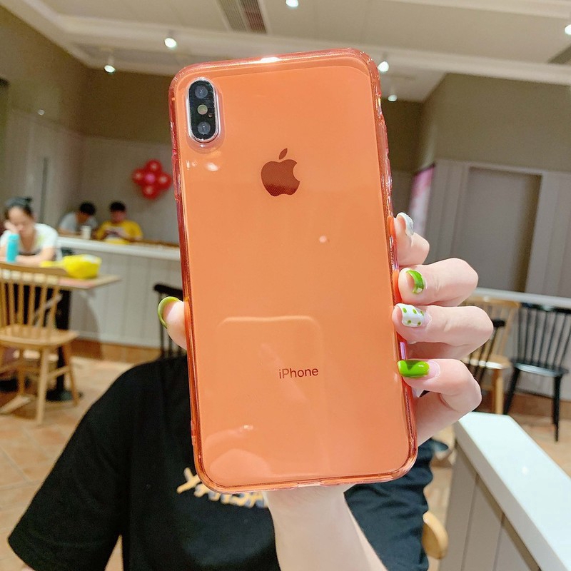 Warna transparan TPU soft case iPhone 11 Pro Max XS XR SE2 i6 7 8Plus Kasus Sederhana Case