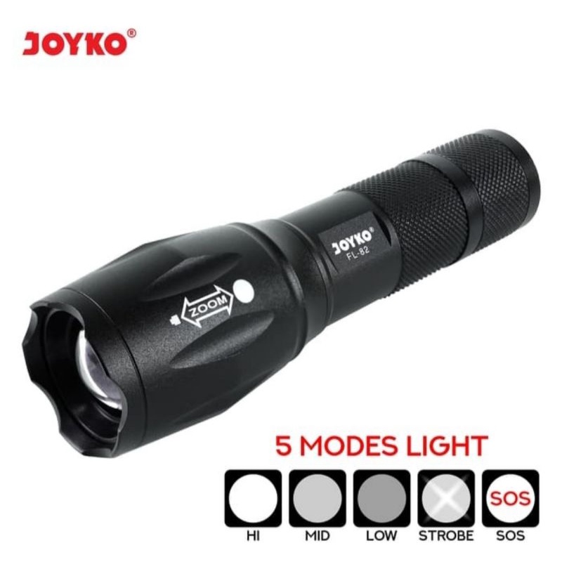 Senter LED Joyko FL-82 / Flashlight Senter Swat Terang Joyko LED FL82