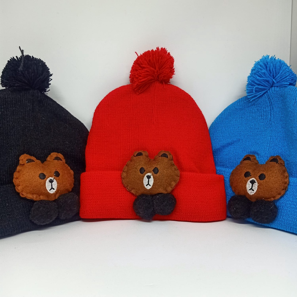 beanie hat kupluk bayi beruang brown lucu / kupluk anak bayi usia 0-3 tahun