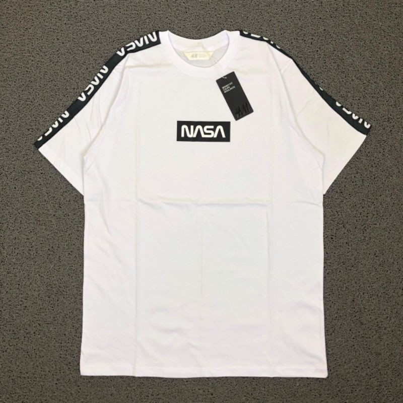 TSHIRT KAOS BAJU NASA TAPED SLEEVE PUTIH LIKE ORI