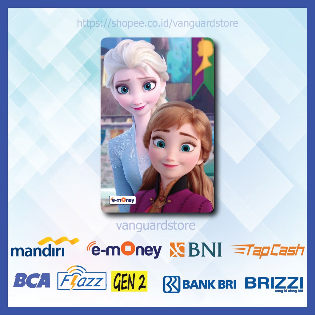 KARTU E MONEY E TOLL FROZEN PINCESS ANNA &amp; ELSA KARTUN MOVIE 23 EMONEY MANDIRI FLAZZ TAPCASH BRIZZI