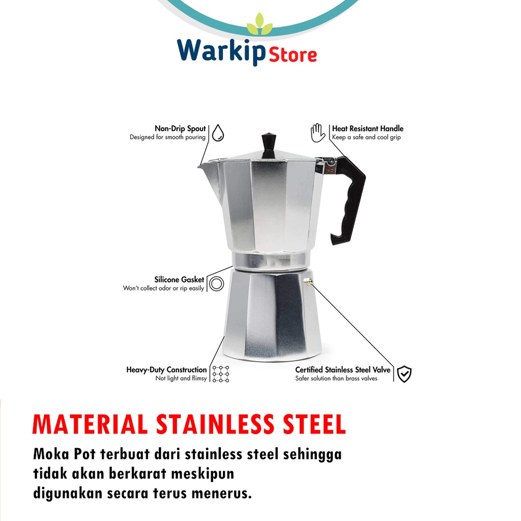 Moka Pot Mokapot Espresso Maker Pembuat Kopi Espresso Manual Alumunium Mokapot All size