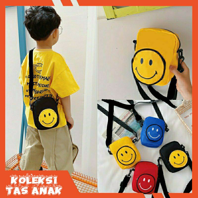 Tas slempang anak perempuan laki-laki fashion korea lucu SMILE/ Tas slempang anak SMILE