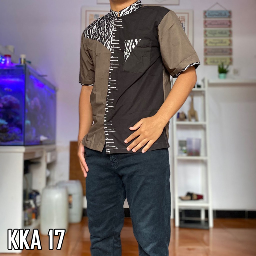 Baju Koko Muslim Batik Lengan Pendek KKA 17 | Shopee Indonesia