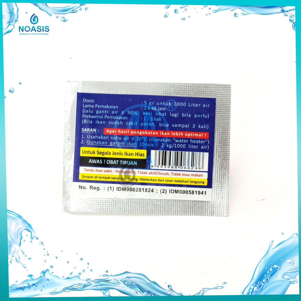 MEDIFIT BLUE OBAT BIRU IKAN ANTI WHITE SPOT BINTIK PUTIH JAMUR 5 GR