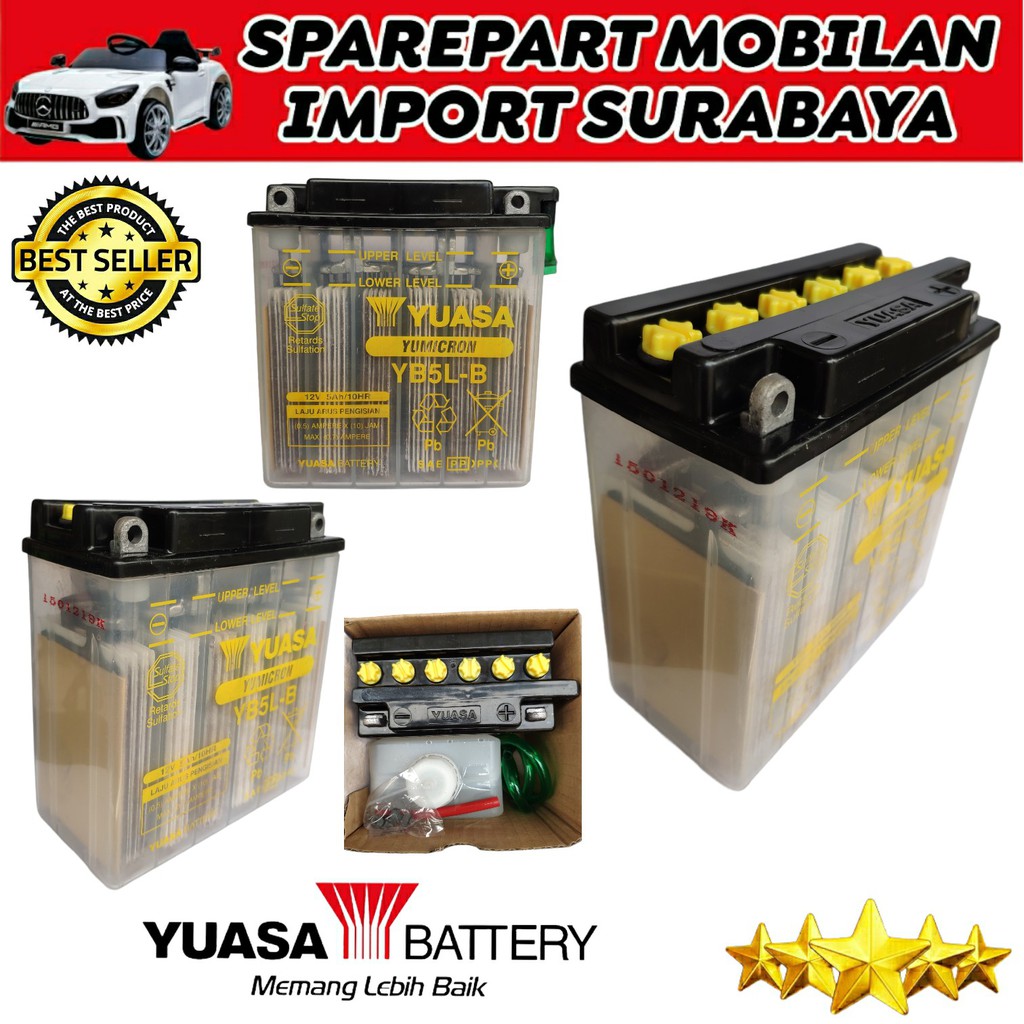 ASLI ORIGINAL YUASA YB5LB YAMAHA MIO SPORTY ASTREA GRAND AKI BASAH JUPITER ACCU 5 AMPER YB5L-B