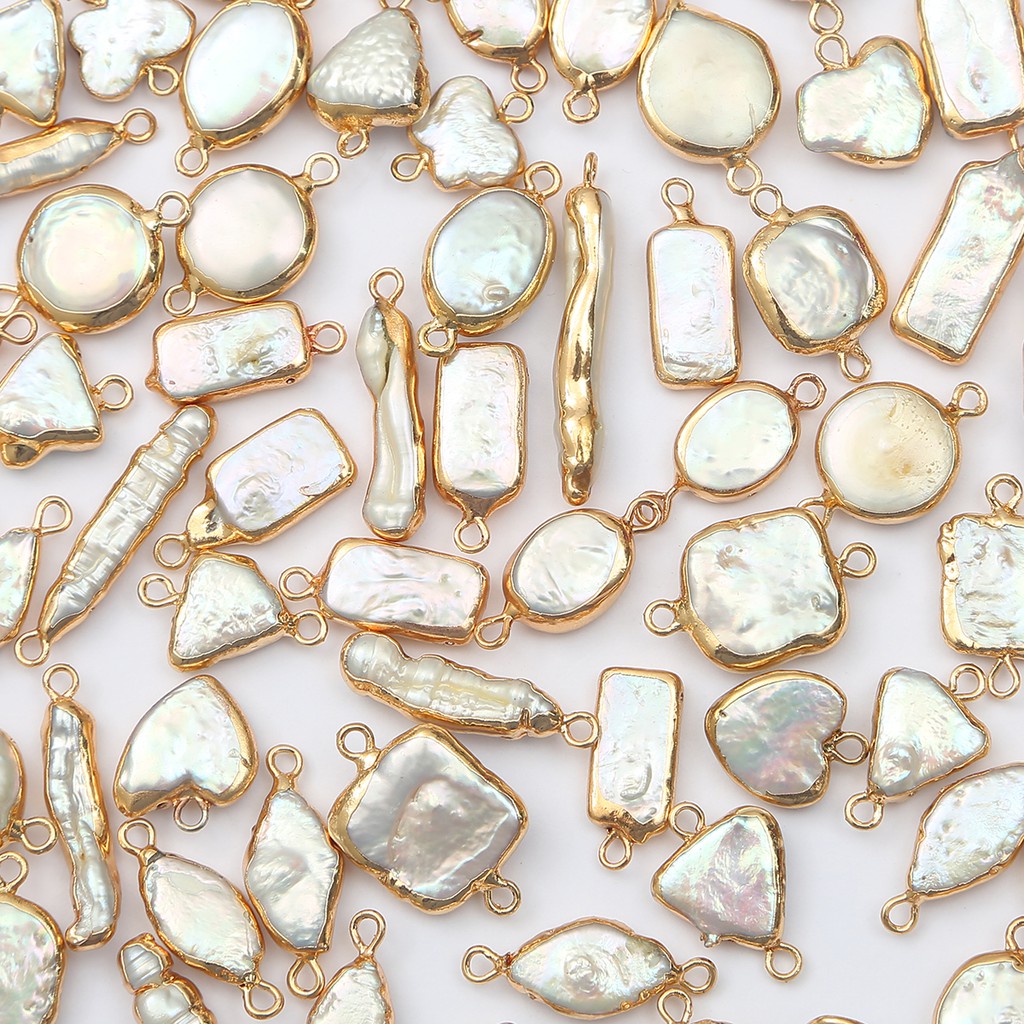1pc Konektor Charms Mutiara Air Tawar Alami Untuk Membuat Perhiasan Gelang Kalung Anting
