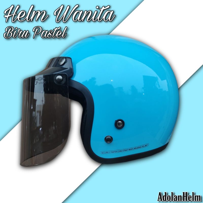 Helm Bogo Solid Toska Blue Bisa untuk Cewek Cowok Couple Murah Terlaris