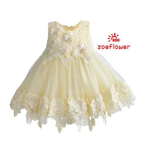 Dress Bayi Warna Ivory Baju Terusan Bayi Perempuan Busana Pesta Anak Impor Branded Satin Bridal