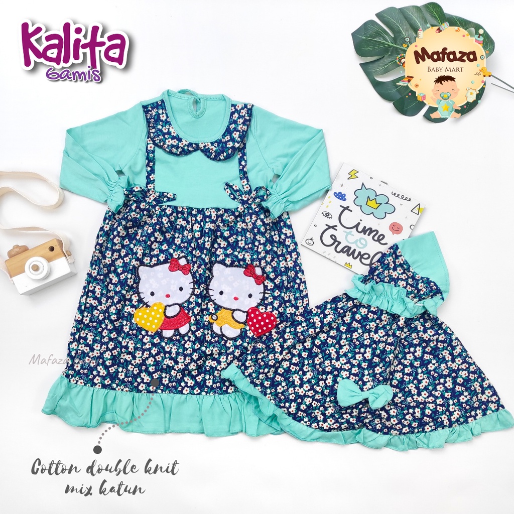 MAFAZABABY Baju Muslim Anak / Bayi Dress Muslim Anak Baju Muslim Bayi Gamis Anak Murah Gamis Anak 6-18 Bulan Murah Bahan Katun Berkualitas SNI-Kalita (tosca)