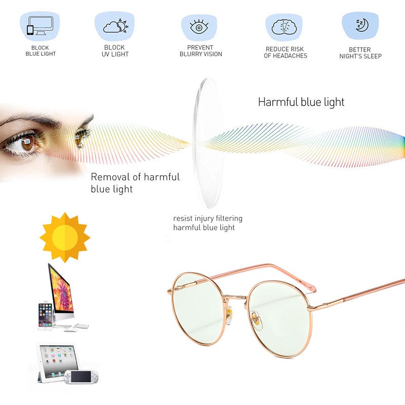 Kacamata Photochromic Bentuk Bulat Bahan metal Anti Radiasi Untuk Pria Dan Wanita