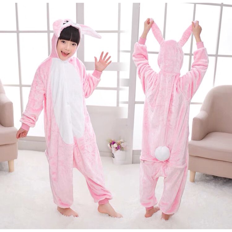 BAJU ONESIE ANAK BONEKA KELINCI BUNNY RABBIT FULL PINK PIYAMA KOSTUM ANAK IMPOR