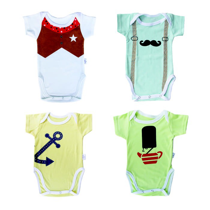 KAZEL Bodysuit Jangkar Edition Jumper Bayi - 4pcs