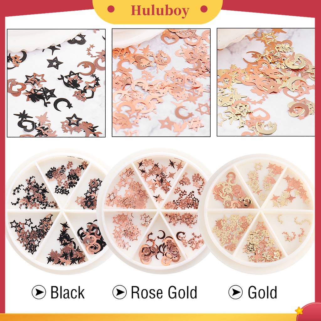 Huluboy Huluboy♡ Kuku Palsu 3D Bahan Metal Aksen Hollow Untuk Dekorasi Manicure