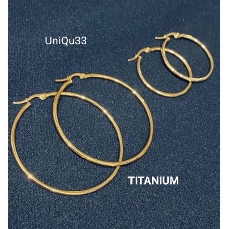 Anting titanium bulat besar model Hoop/ Punk 1. 2.3.4.5.6.7 cm Asli-1