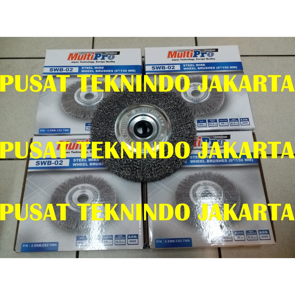 SIKAT KAWAT GERINDA DUDUK SIKAT KAWAT BAJA MULTIPRO SWB-02 / WW-60 150MM 6" wheel brush carbon steel