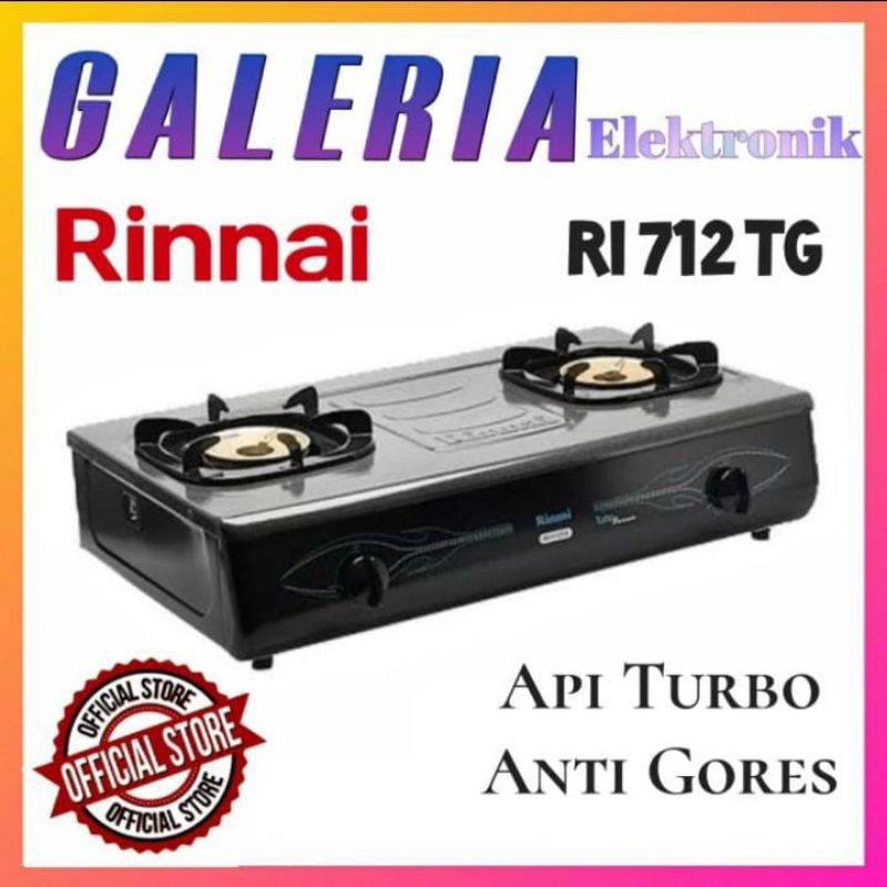 Jual KOMPOR GAS 2 TUNGKU RINNAI STAINLESS RI 712 TG HITAM RI712TG API ...