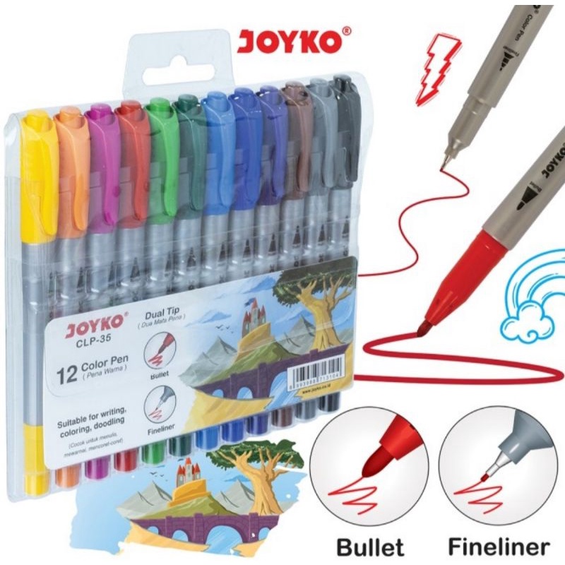 

Joyko Color Pen CLP-35 12 Warna - Spidol 2 Warna
