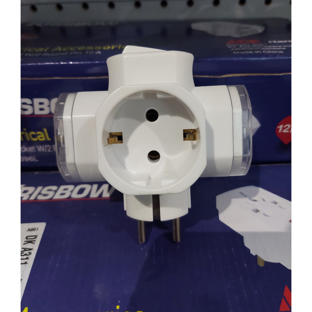 STEKER 3 ARAH / ADAPTOR DENGAN ON OFF / 3 WAY ADAPTOR WHT 8817