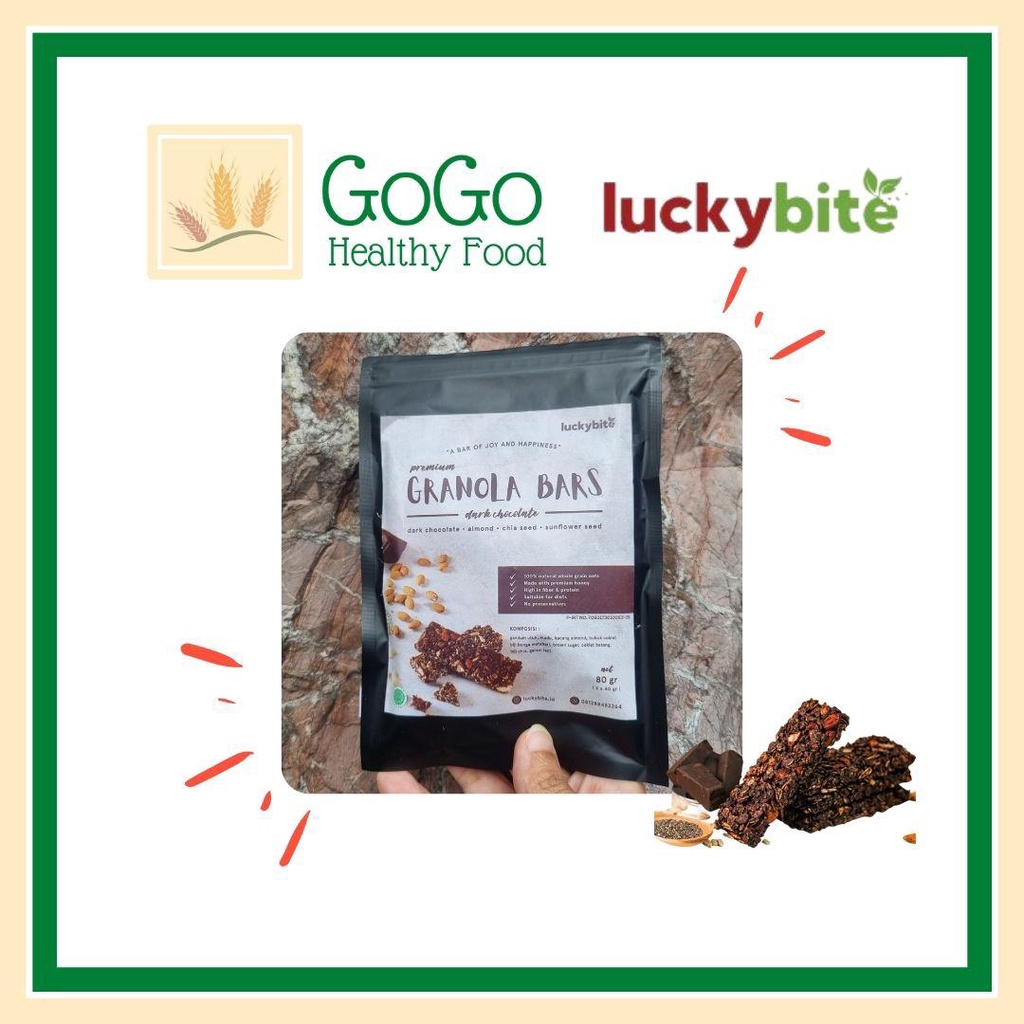 

Granola Bar Snack Oatmeal Ibu Hamil Diet Sehat Dark Choco Luckybite