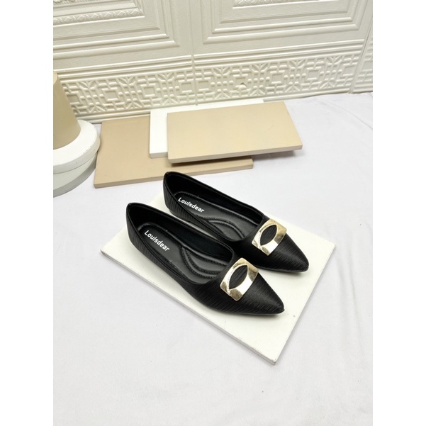 sepatu flat shoes wanita terbaru kekinian pesta LOUISDEAT sepatu flat shoes bahan satin B128