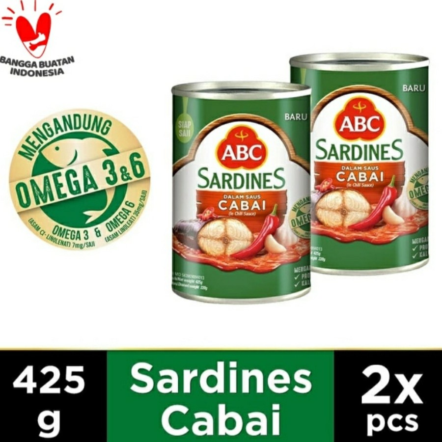 

ABC Sarden Saus Cabai 425 Gr Mengandung Omega 3 Dan 6 Twin Pack HALAL
