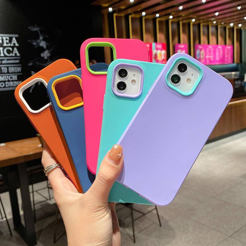 Hard Case Bahan Silikon Cair Bumper Lensa Tahan Benturan Untuk iPhone 6 6s 7 8 Plus se3 11 Pro