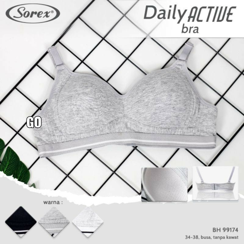 gos Bra BH SOREX 99174 Tanpa Kawat Busa Tipis Pakaian Dalam Wanita Bra Ukuran 34/38