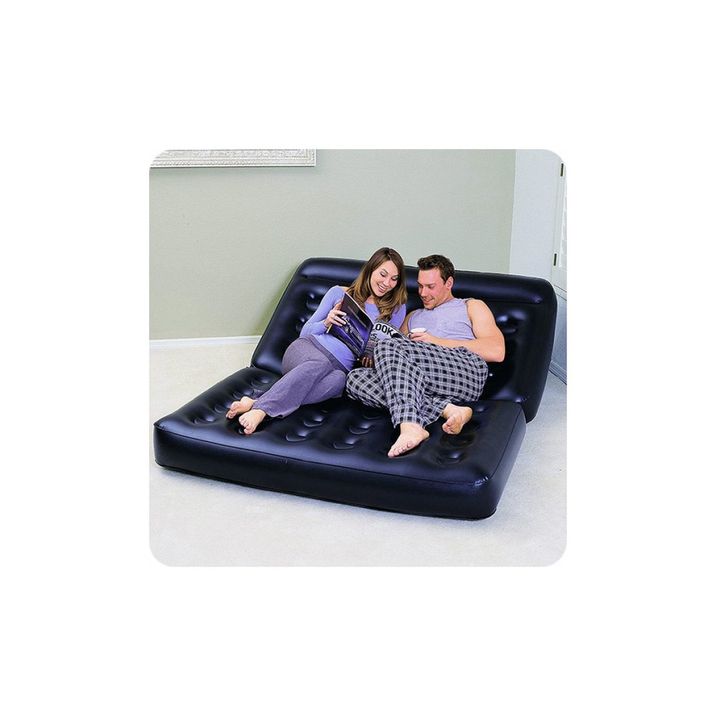 BESTWAY #75056 SOFA ANGIN DOUBLE HITAM DAPAT POMPA ANGIN LISTRIK