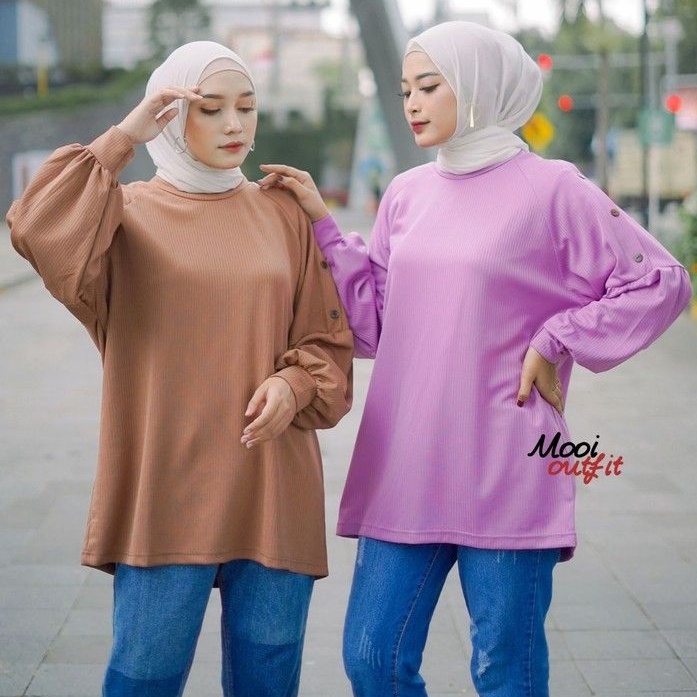 Blouse Jumbo Xxxl Ld 120 Bahan Kaos Rib Premium Super Adem - Kaos Knit Rajut Jumbo Kekinian Murah